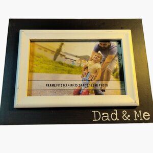 Dad and Me Wooden Picture Frame Fathers Day 6x4 Landscape Matted Black Gold